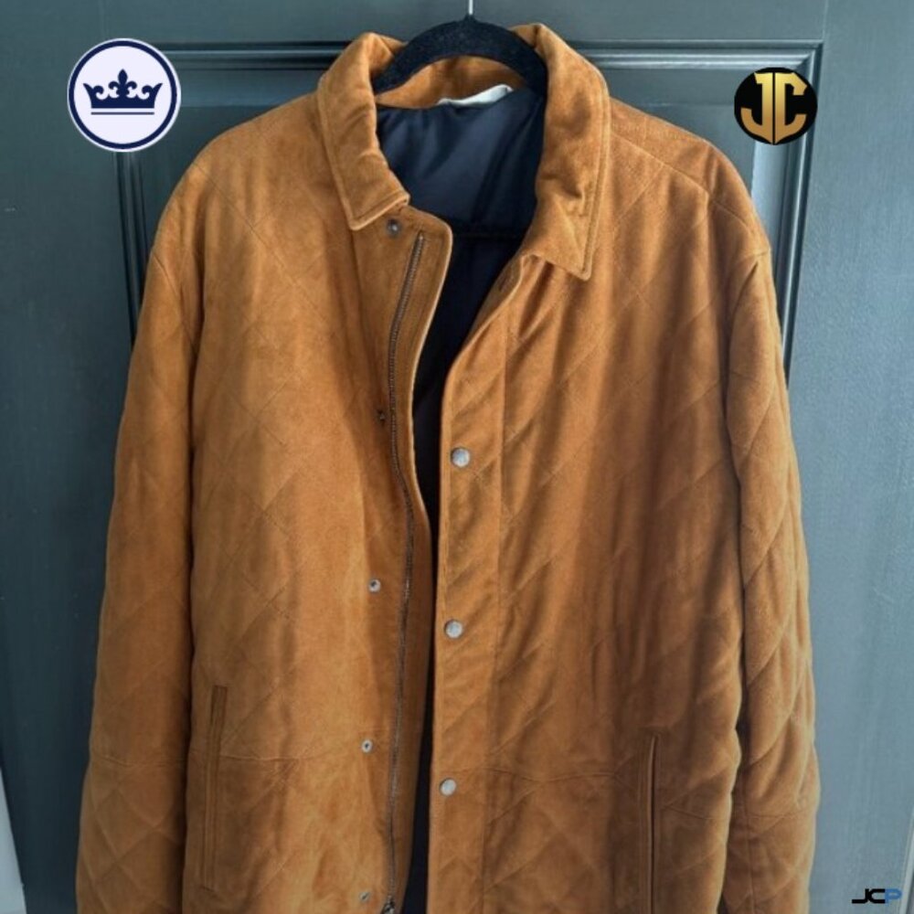 Peter Millar Crown Suede Goat Leather Jacket Windproof Water-Resistant XL